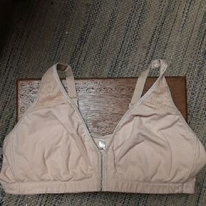 Catherines Intimates Nude 90% Cotton Lace Trim Bra 48B